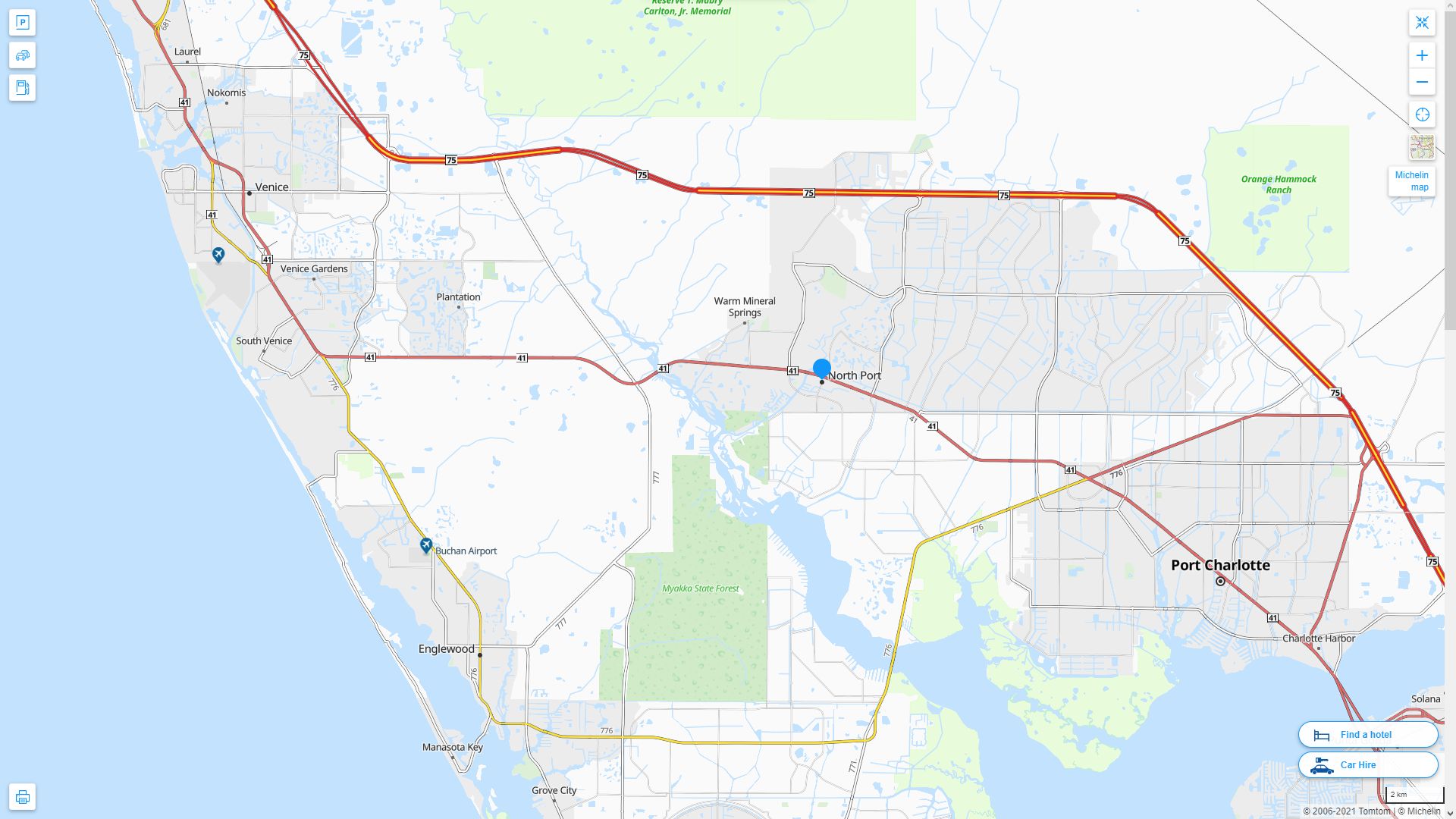 North Port Florida Highway and Road Map